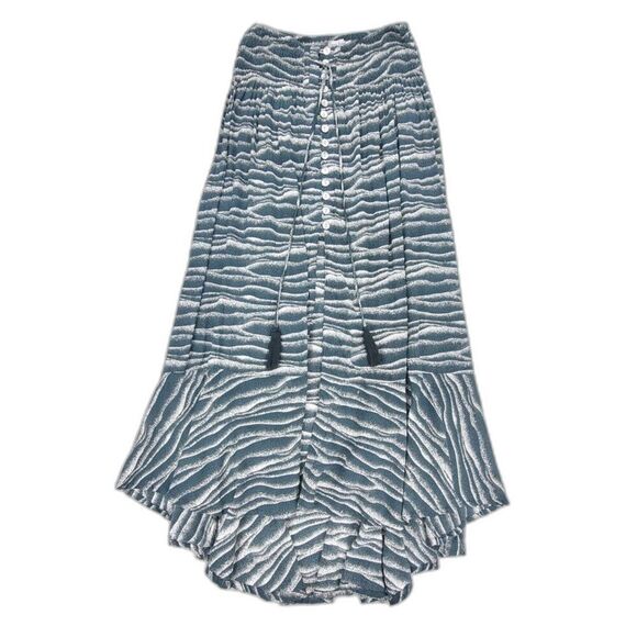 TIARE HAWAII Dakota Skirt Beachy Boho Button Front Maxi Teal White Print O/S - Picture 1 of 7